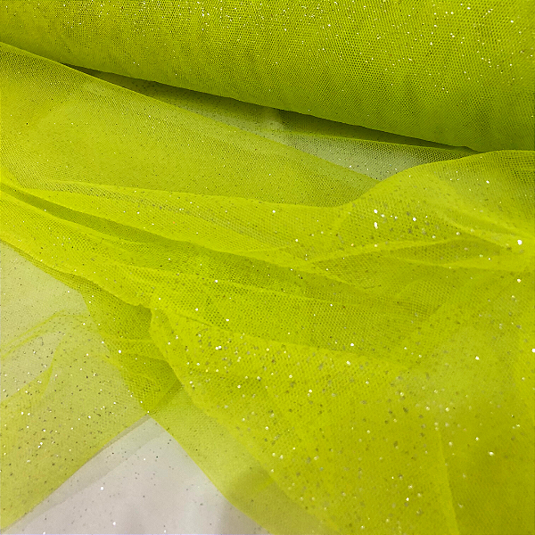 Tule Glitter - Verde Limão - 1,47m de Largura