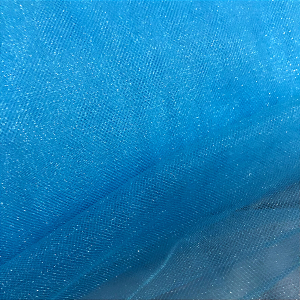 Tecido Tule com Brilho - Azul Turquesa - 3,20m de Largura