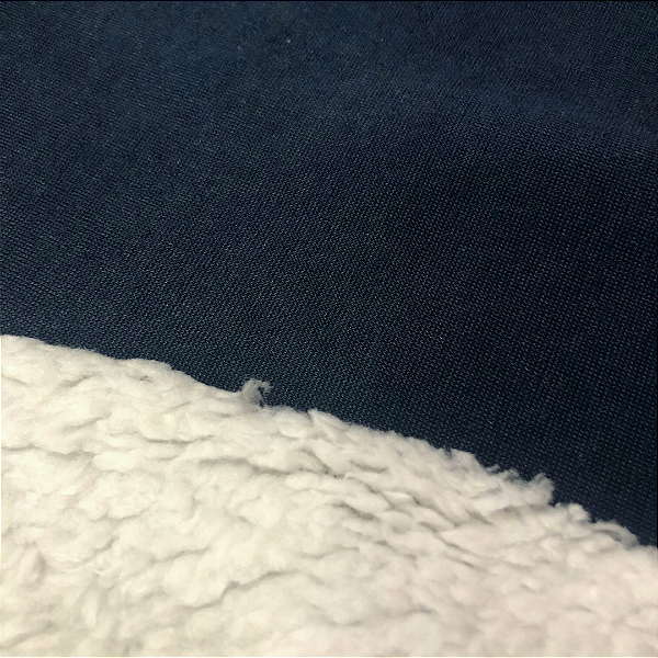 Tecido Moletom Pele de Carneiro - Azul Marinho - 1,70m de Largura