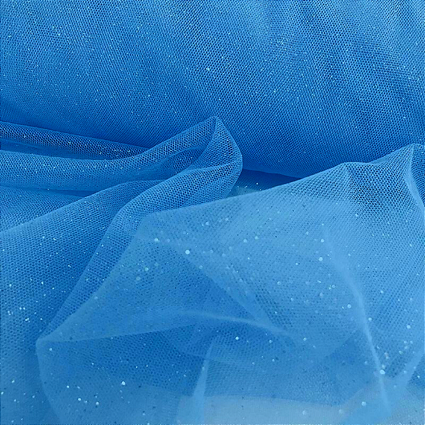 Tule Glitter - Azul Turquesa - 1,47m de Largura