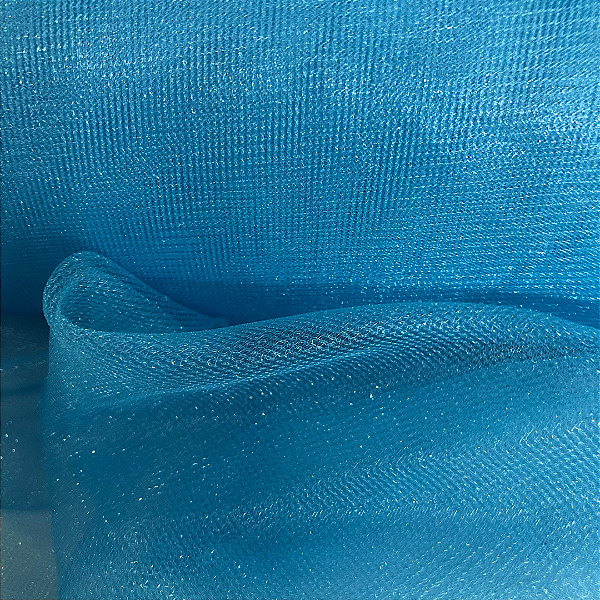 Tule Dori Shine - Azul Turquesa - 1,50m de Largura