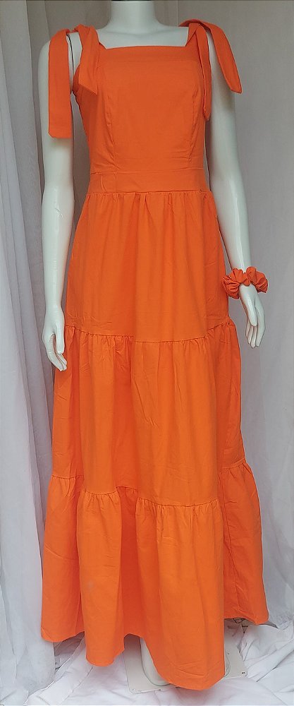 Vestido Longo em Tricoline sem Bojo
