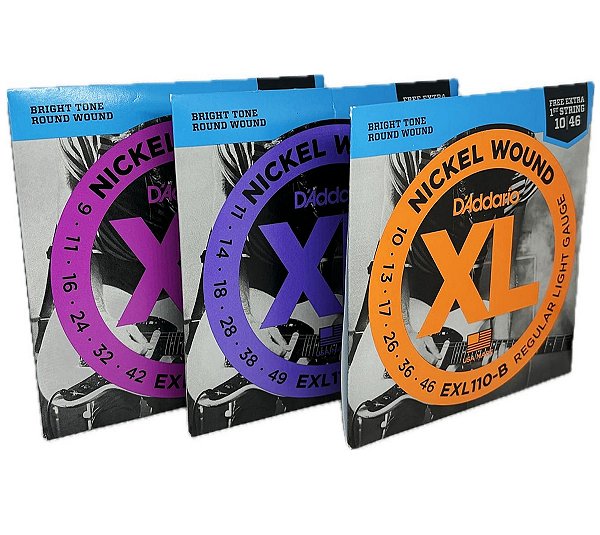 Encordoamento Guitarra - D'Addario XL Nickel Wound + 1 corda extra