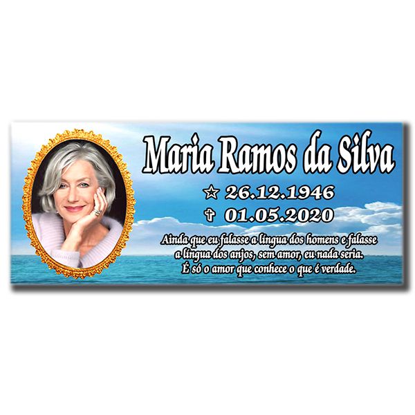 Porcelana Placa Lisa 10x25cm para Lápides e Jazigos