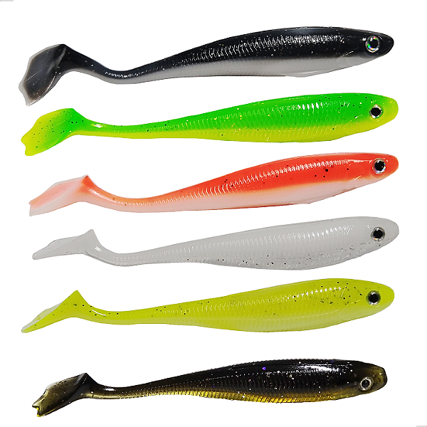 Kit 6 Isca Artificial Pé de Pato Soft 10cm 6g
