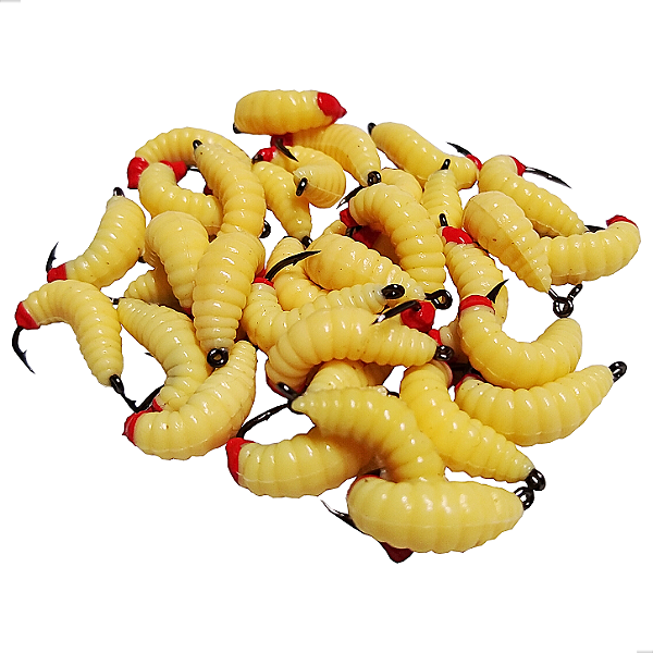 Kit Isca Artificial Larva Bicho de Laranja Soft com Anzol 2cm 0,5g