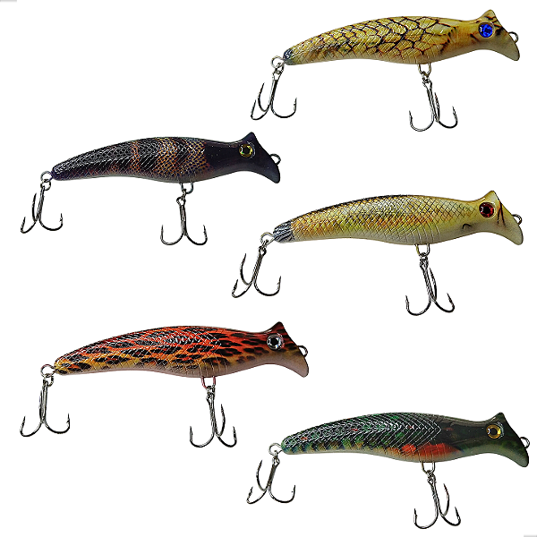 Kit 5 Isca Artificial Big Popper 12cm 22g
