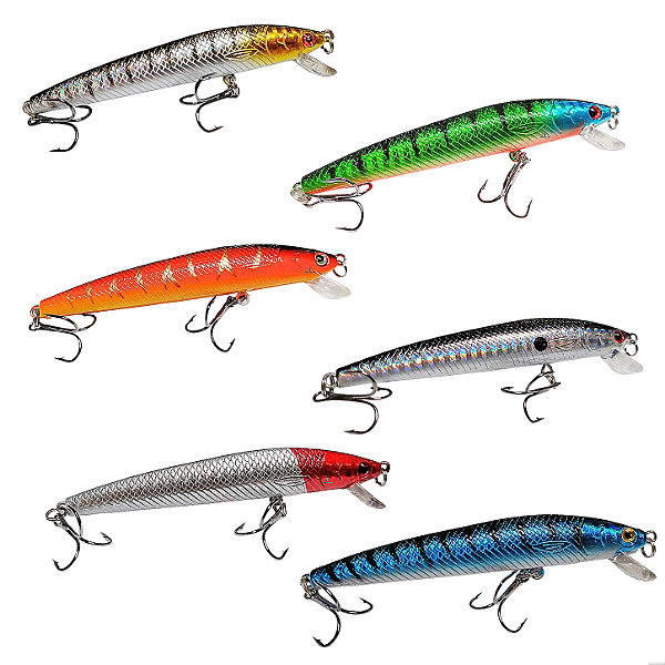 Kit 6 Isca Artificial Meia Água 10cm 9g