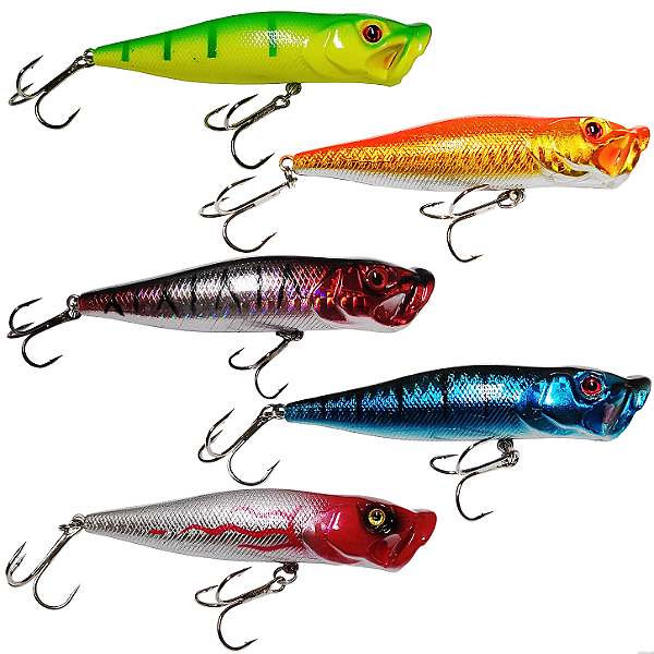 Kit 5 Isca Artificial Popper 9cm 13g
