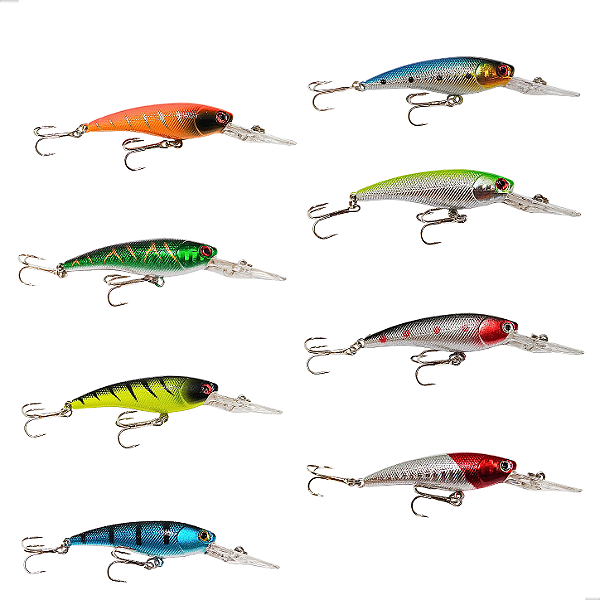 Kit 8 Isca Artificial Barbela Grande 9cm 7g