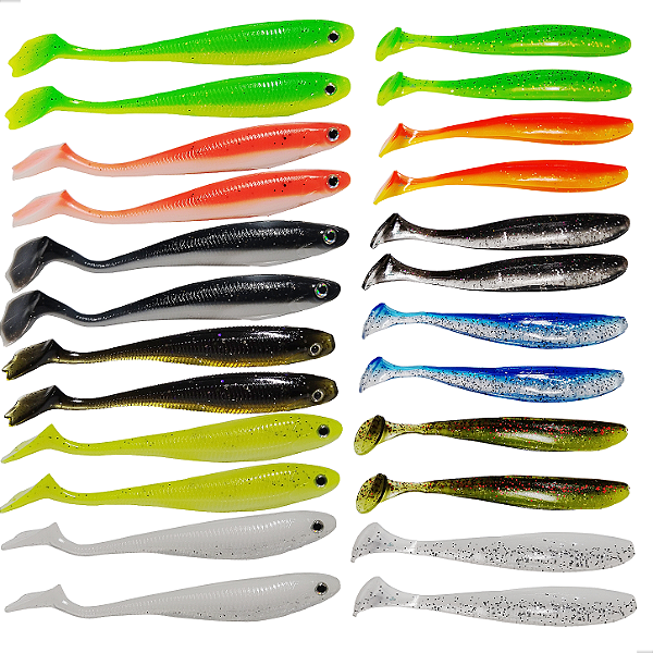 Kit 24un Isca Artificial Soft Pé de Pato + Shad