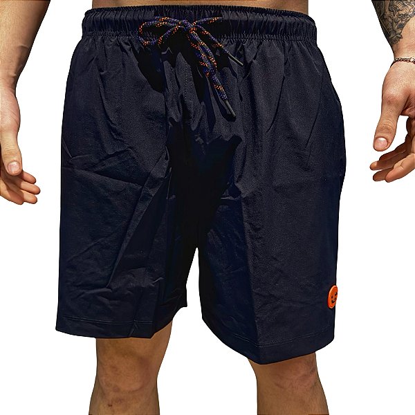 Short Orange Essencial Elástico Preto