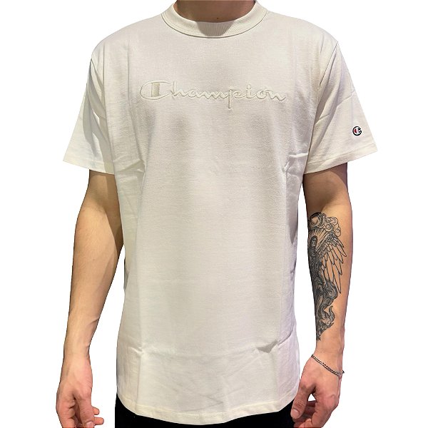 Camiseta Champion Script Bordado Natural