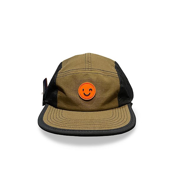 Boné Orange 5 Panel Smile Khaki Preto