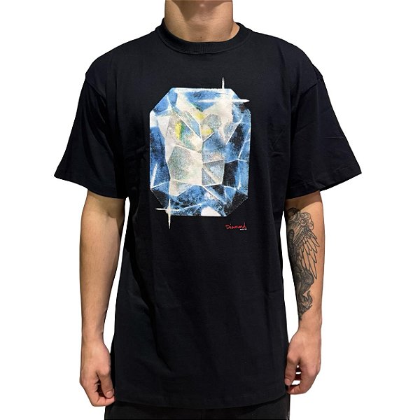 Camiseta Diamond Watercolor Gem Preto