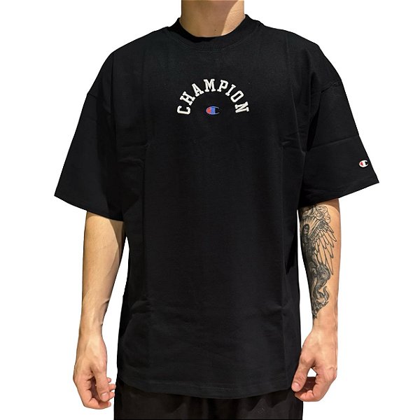 Camiseta Champion Oversized Arch C Logo Preto