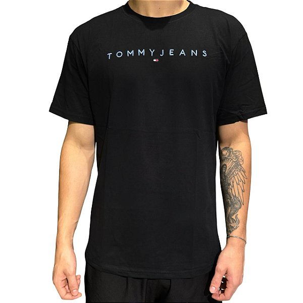 Camiseta Tommy Jeans Logo Linear Preto