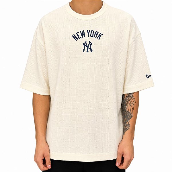 Camiseta New Era Waffle Box New York Yankees Off White