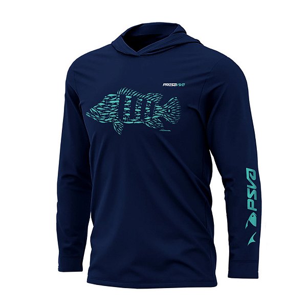 Camisa de Pesca UV+ Poliamida Com Capuz Presa Viva 14
