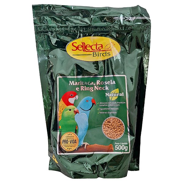 Ração Sellecta Extrusado Natural Maritaca, Rosela e Ring Neck 500g