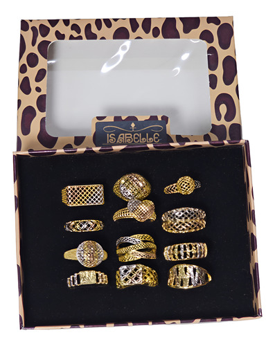 Anel 3 Cores Folheado A Ouro 12 Unidade Revenda