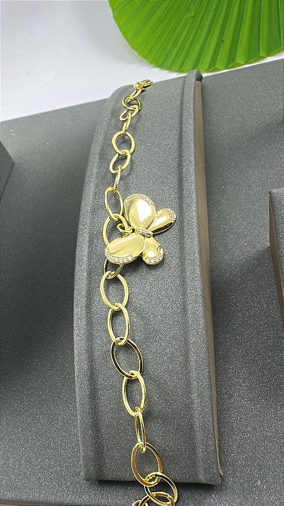 PULSEIRA PINGENTE BORBOLETA CRAVEJADO
