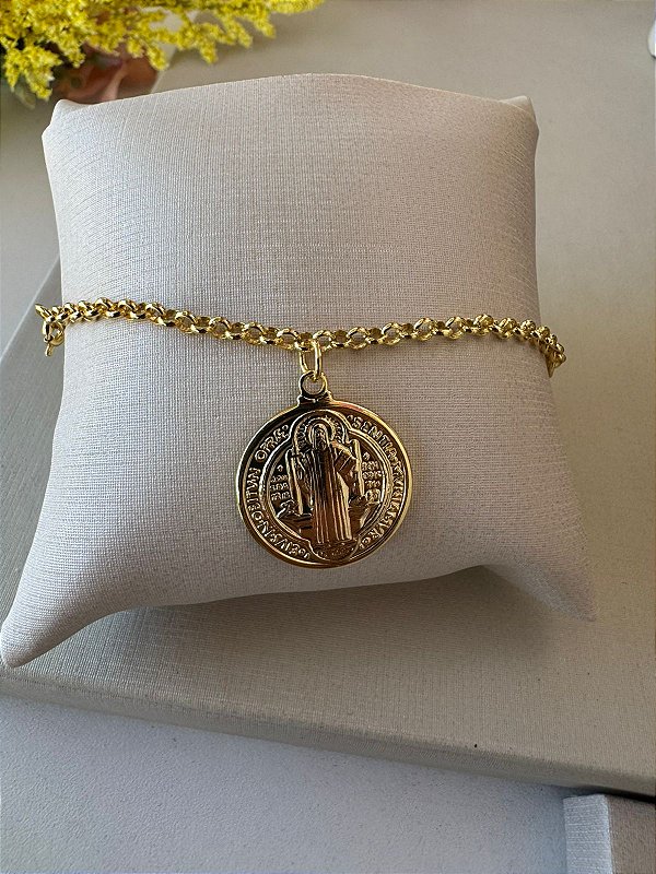 PULSEIRA BRACELETE MEDALHA SÃO BENTO