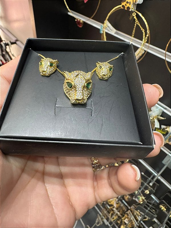 CONJUNTO ONÇA CRAVEJADO COM ZIRCÔNIA