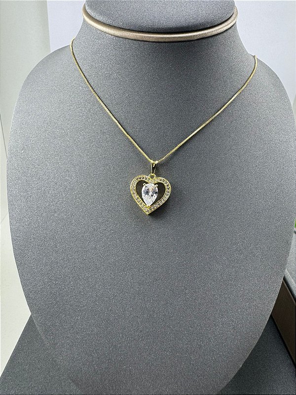 CORRENTE COM PINGENTE CORAÇÃO ZIRCÔNIA