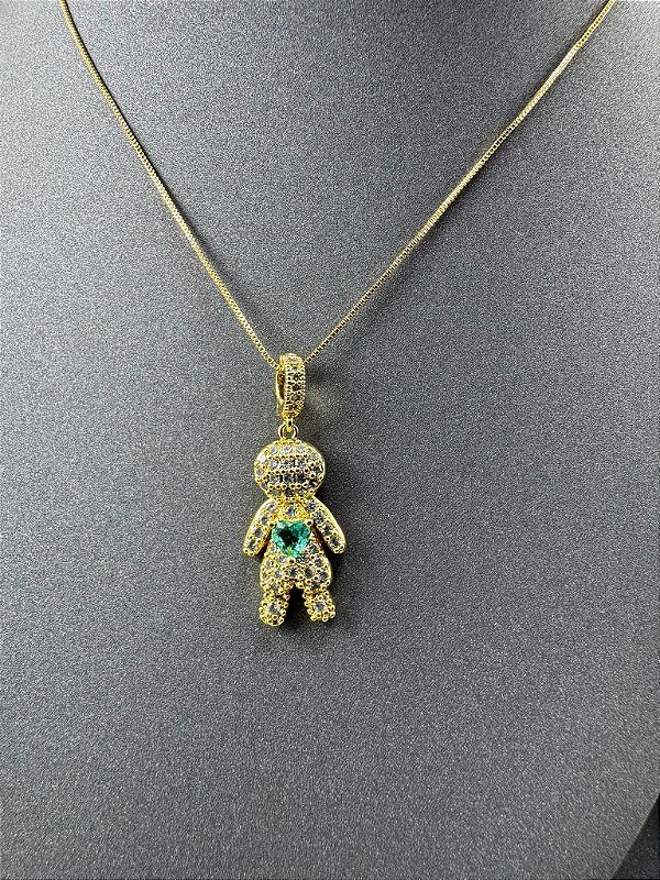 CORRENTE COM PINGENTE FILHO CRAVEJADO DETALHADO