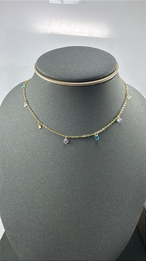 CORRENTE CHOCKER CRAVEJADA COLORIDO