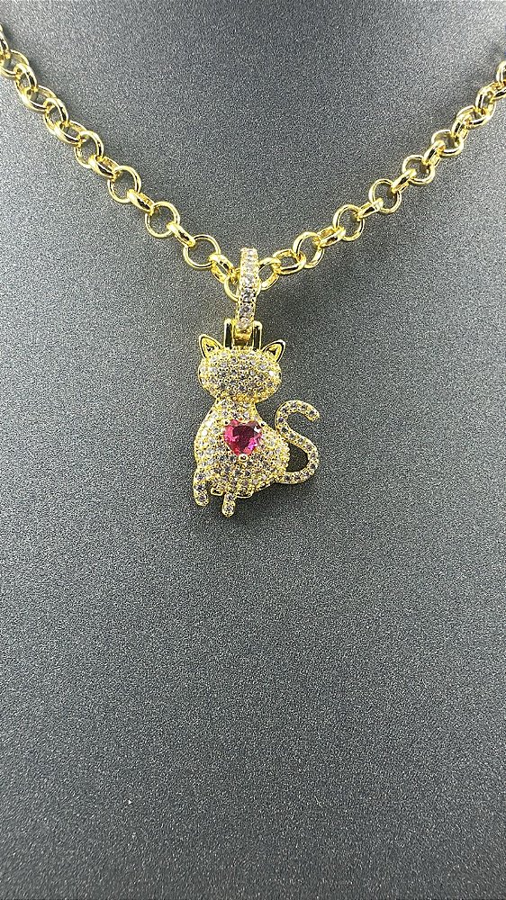 PINGENTE GATINHO CRAVEJADO