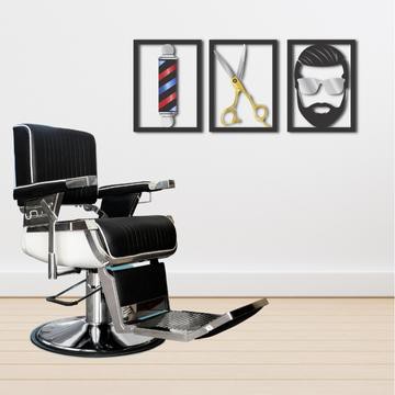 Trio Quadros  Barber vazados- decoração para barbearia