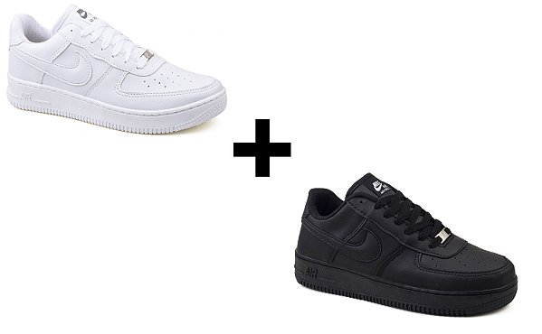 Combo Nike Air Force Branco - (38 ao 43) + Preto - (38 ao 43) - Nizano Shoes