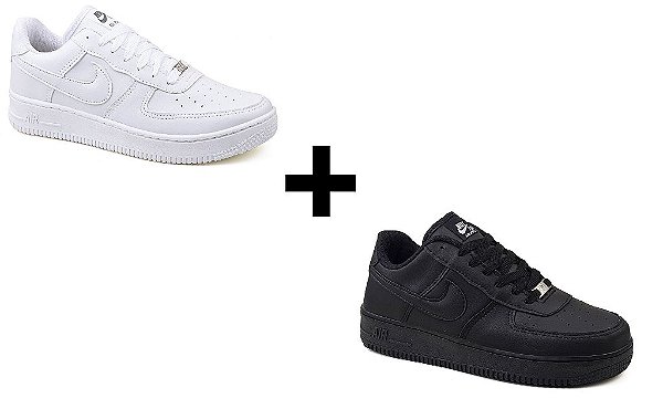 Combo Nike Air Force Branco - (34 ao 39) + Preto - (38 ao 43) - Nizano Shoes