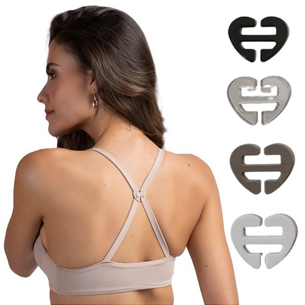 Clip para alças de sutiã - Kit com 4 Clips para alças do Soutien Modelo Coração -  4 Cores