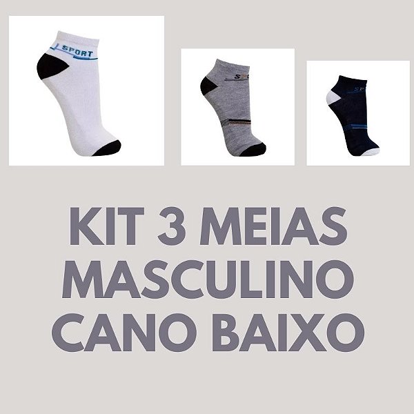 Kit de Meias Masculina. 3 Meias cano curto.