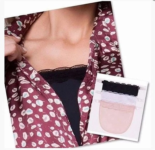Disfarça Decote -  Kit Tapa Decote Faixa em Renda para Disfarçar e tapar Decotes