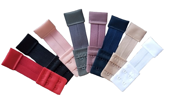 Kit com 8 extensores elásticos para Soutien - Extensor elástico para sutiã Modelo com 2 ganchos e 2 regulagens Pequeno