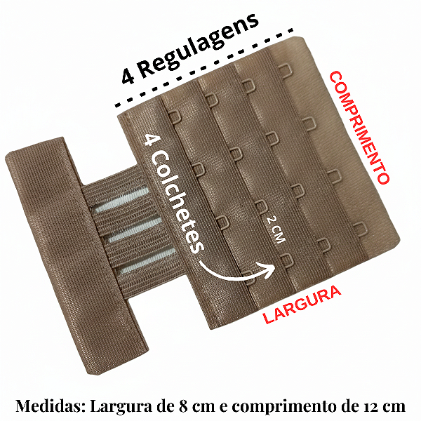 Extensor de Sutiã Modelo Tule Grande 4x4 Elástico Flexível