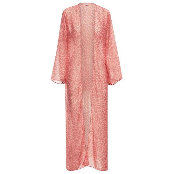 Cardigan Longo Animal Print Rose