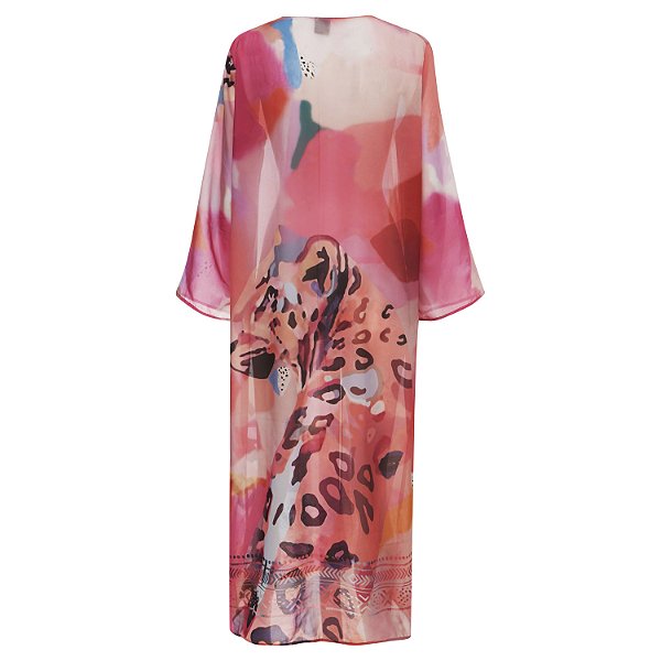 Cardigan Longo Paint Leopard