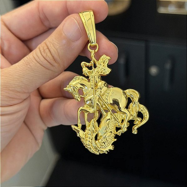 Pingente São Jorge M 3x3cm – Banhado a Ouro 18K