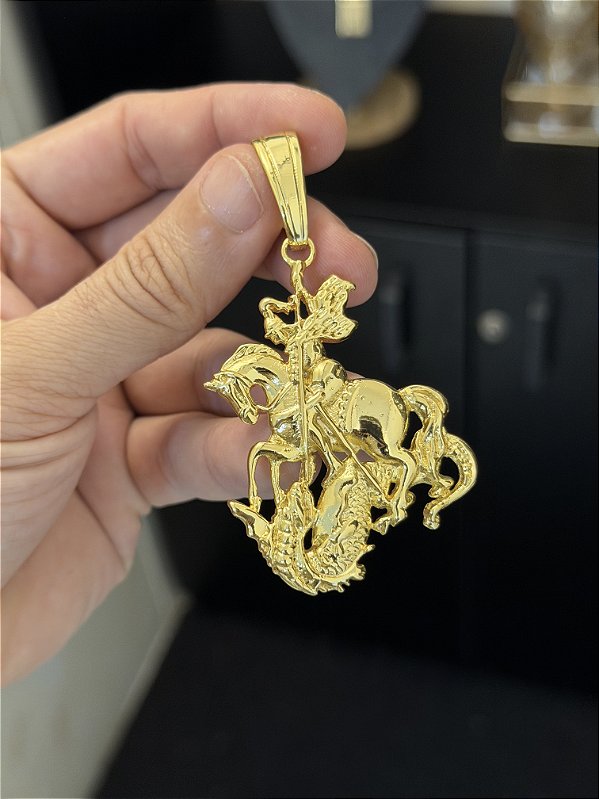 PINGENTE SÃO JORGE M ( 3x3cm) - BANHO DE OURO 18K