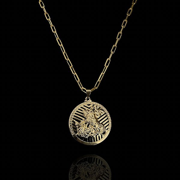 Pingente Medalha São Jorge – Banho Ouro 18k