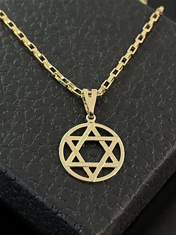 PINGENTE ESTRELA DE DAVI VAZADA M (3g- 3x3cm) - BANHO DE OURO 18k