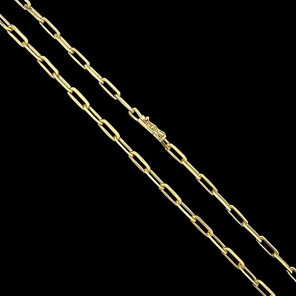 CORRENTE CARTIE( 6mm - 68G) - 70cm - COM FECHO CANHÃO - BANHADO A OURO 18K