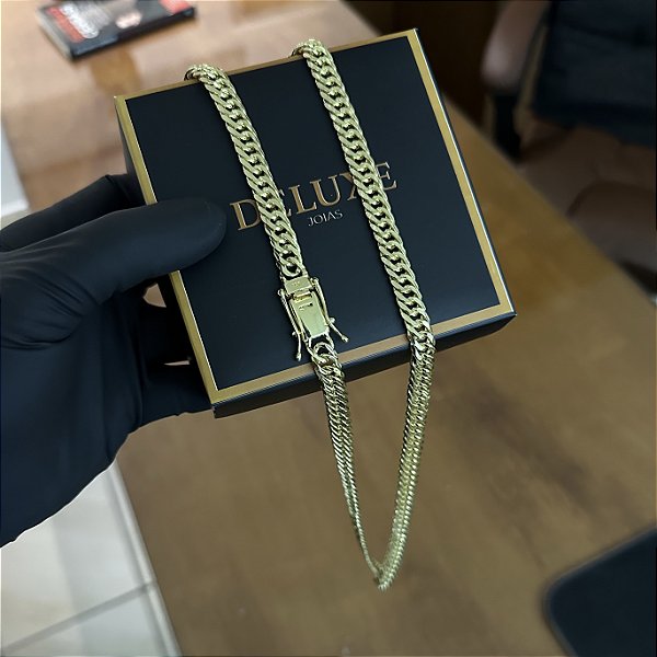 Corrente Lacraia 10mm 70cm – Banhada a Ouro 18K
