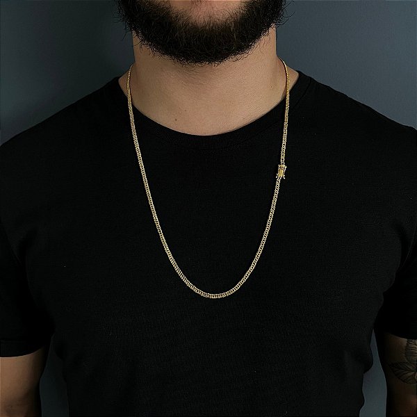 Corrente Lacraia 2mm 70cm – Banhada a Ouro 18K