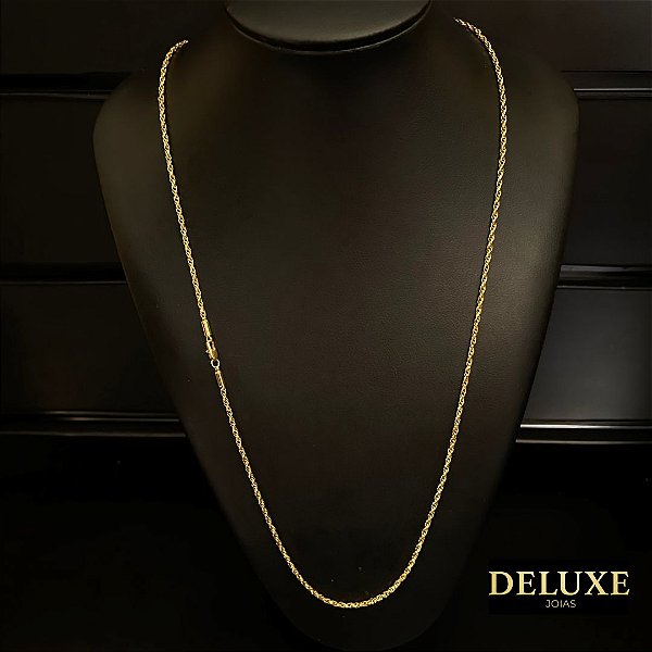 CORRENTE ELO TRANÇADO( 2mm- 70cm) - BANHADO A OURO 18K